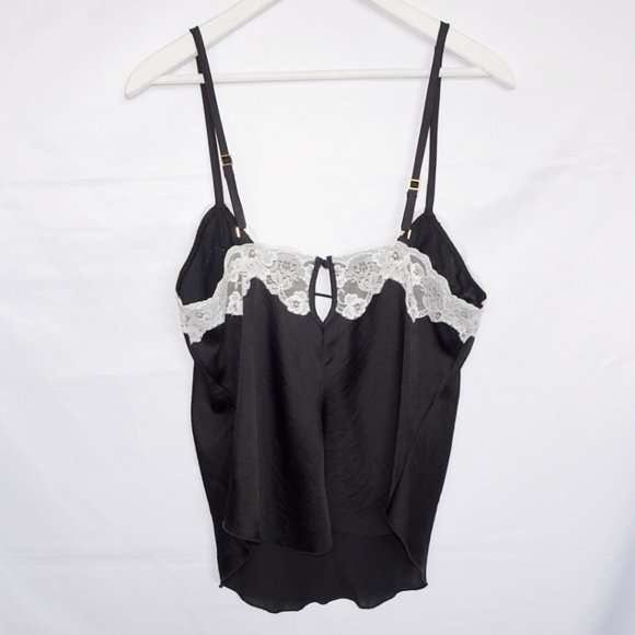 Free People Intimately Black Cami White Lace Tank Top - Picture 2 of 5